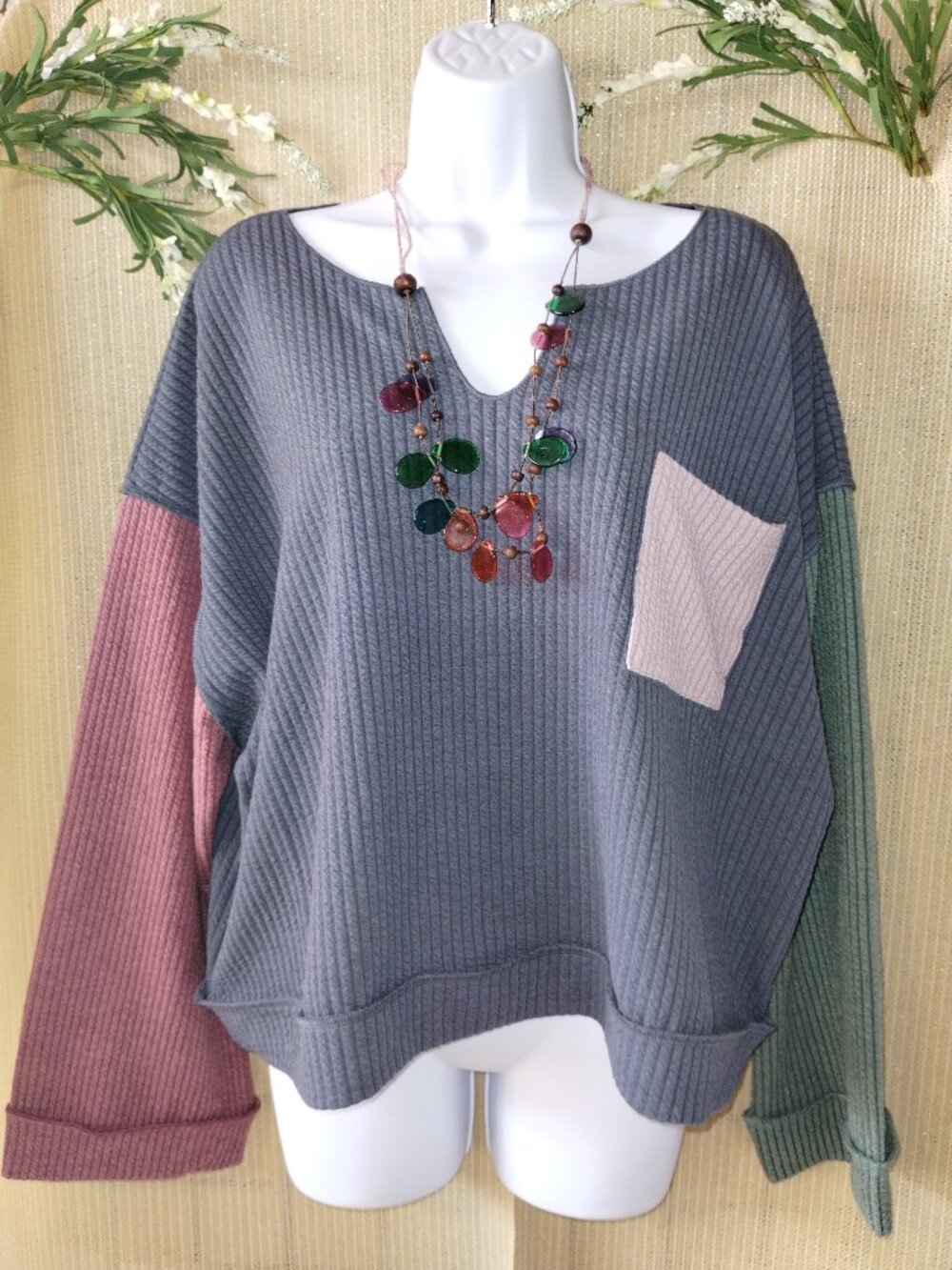 "All Fall Vibes" Color-Block Top